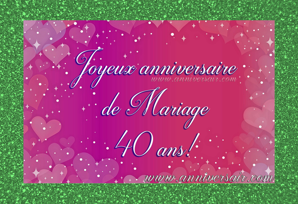 Carte Anniversaire De Mariage Noces De Rubis 40 Ans - Blanche, Faite Main, Paillettes Et Strass, 16x16 Cm, Enveloppe Incluse