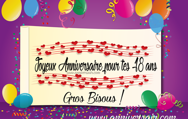 692019 Carte Joyeux Anniversaire 18 ans Fille Jeune Femme Adulte