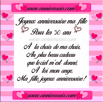 Joyeux anniversaire ma fille 30 ans