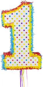 Pinata Multicolore 50 cm Piñata en Forme de Numéro 1 pour Anniversaire pinata en forme de chiffre 